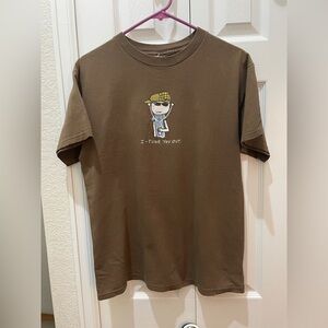 Brown Graphic  T-Shirt
A little worn but comfortable and cute
“I TUNE YOU OUT”